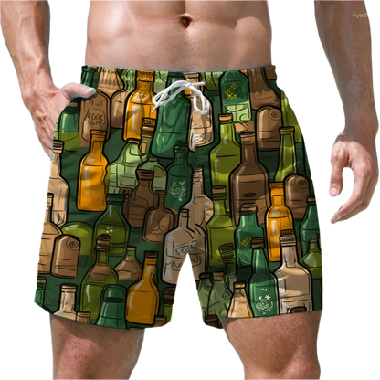 Men's Shorts Quick Dry Swim Shorts Beer Print