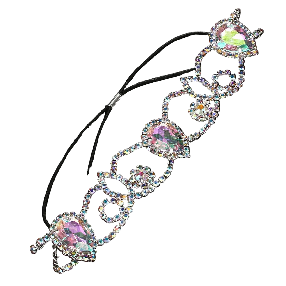 Decorative headband with crystals on a black background