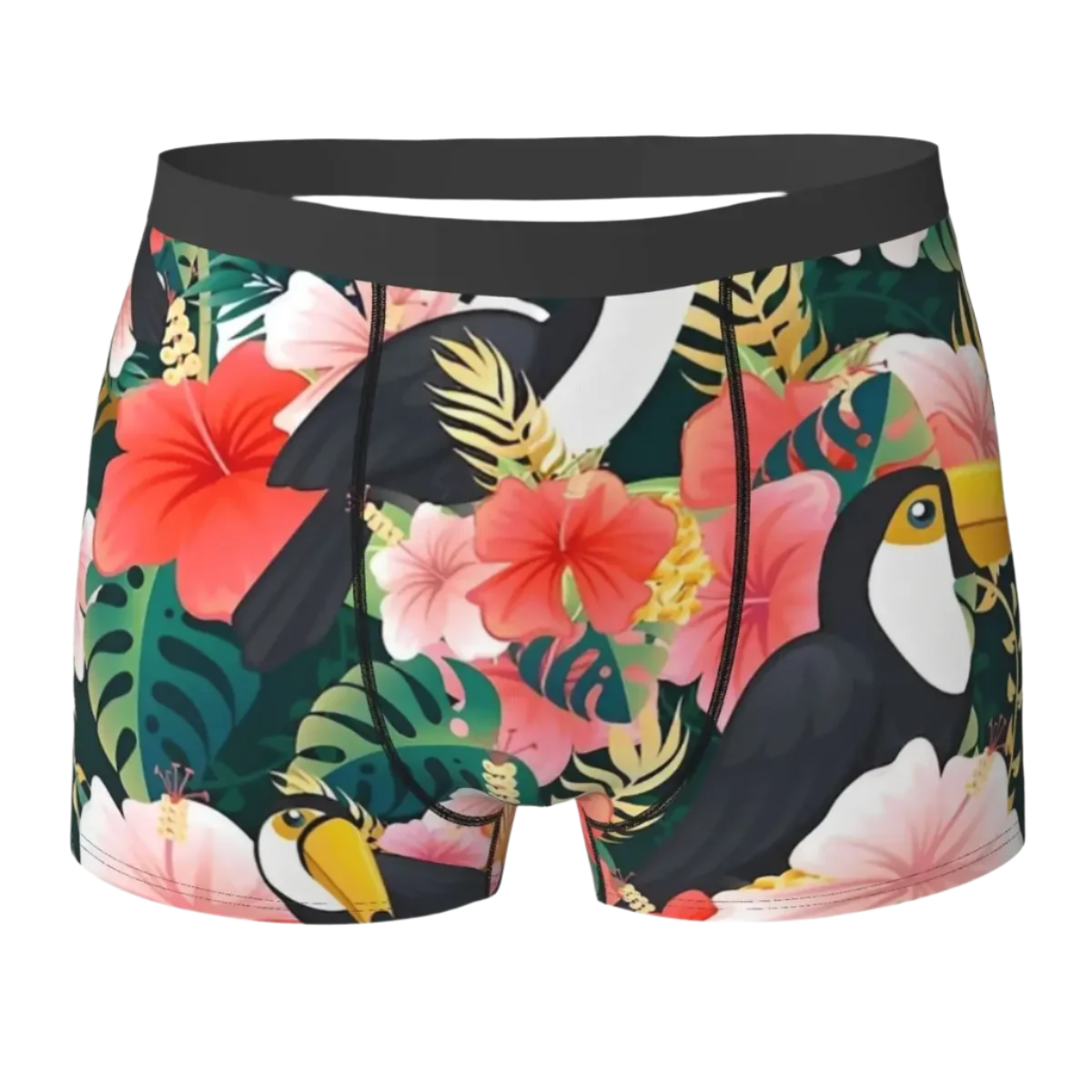 Men's tropical jungle print stretch boxer brief with high quality large size design for Hot Tropics Animal Instincts theme night resort wear