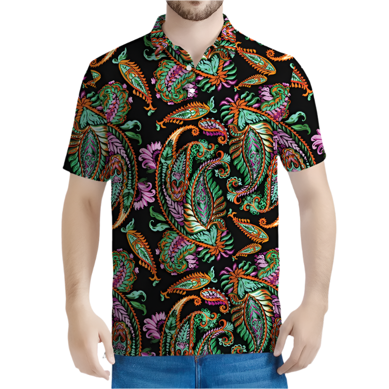 Paisley 3D Printed Polo Shirt Men