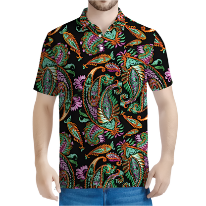 Paisley 3D Printed Polo Shirt Men