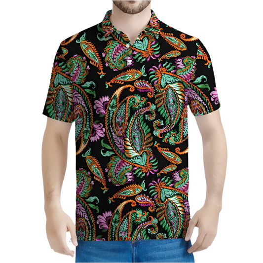 Paisley 3D Printed Polo Shirt Men