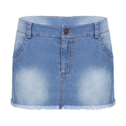 Womens Fashion Frayed Hem Denim Miniskirt