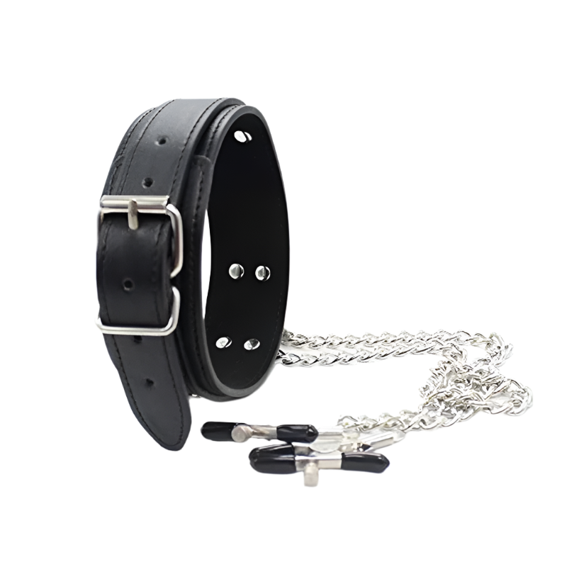 BDSM Bondage Choker Collar | Nipple Clamp Breast Clip Chain Set