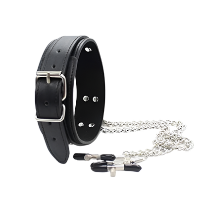 BDSM Bondage Choker Collar | Nipple Clamp Breast Clip Chain Set