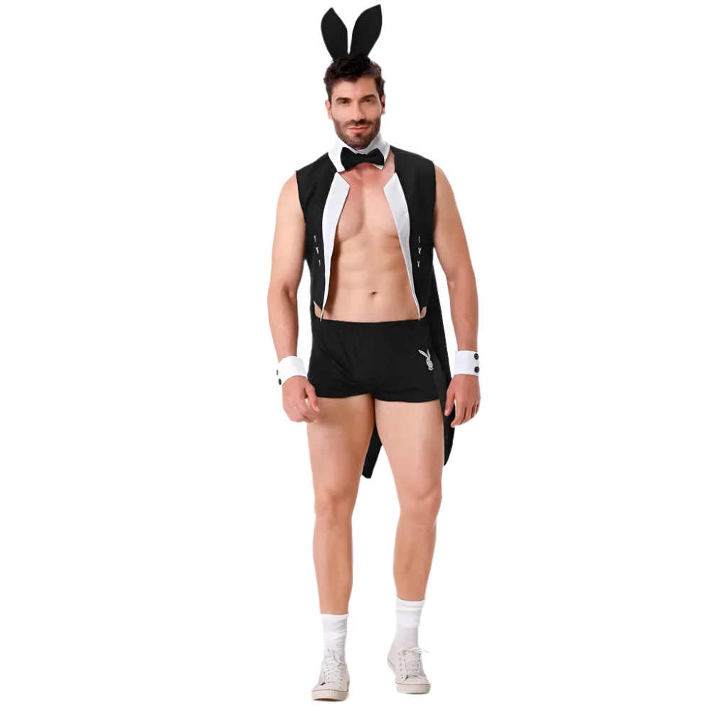 Men's Theme Night Costume Set featuring complete waiter-style design for adult resort events