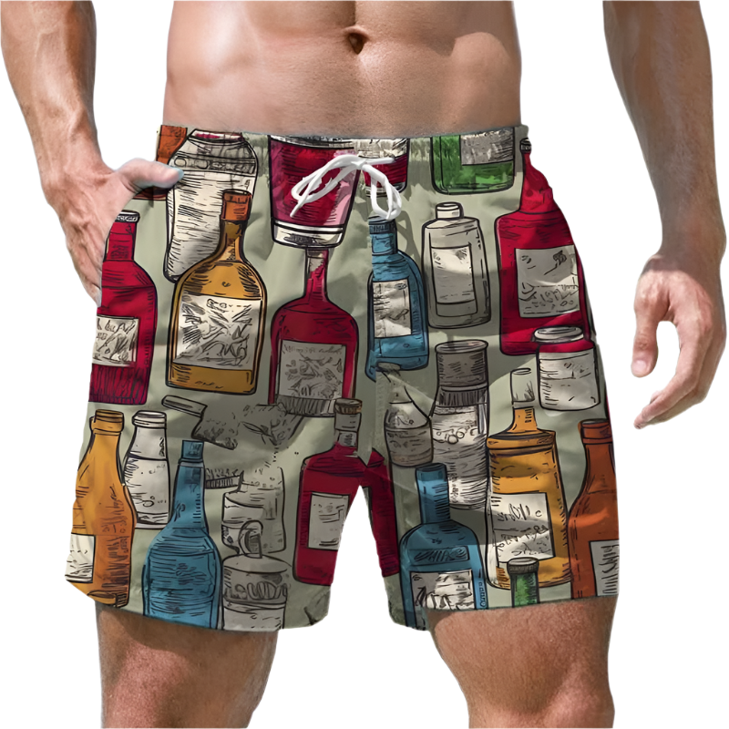 Men's Shorts Quick Dry Swim Shorts Beer Print