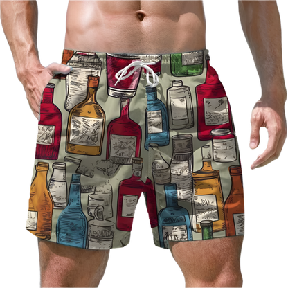 Men's Shorts Quick Dry Swim Shorts Beer Print