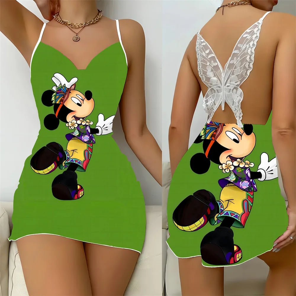 Funny Mickey Mouse Silk Dress | Playful Women's Fashion