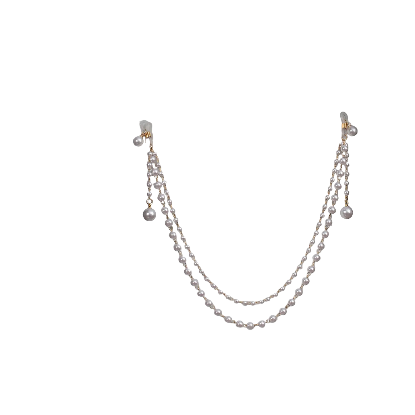 Pearl necklace on a mannequin with a black background