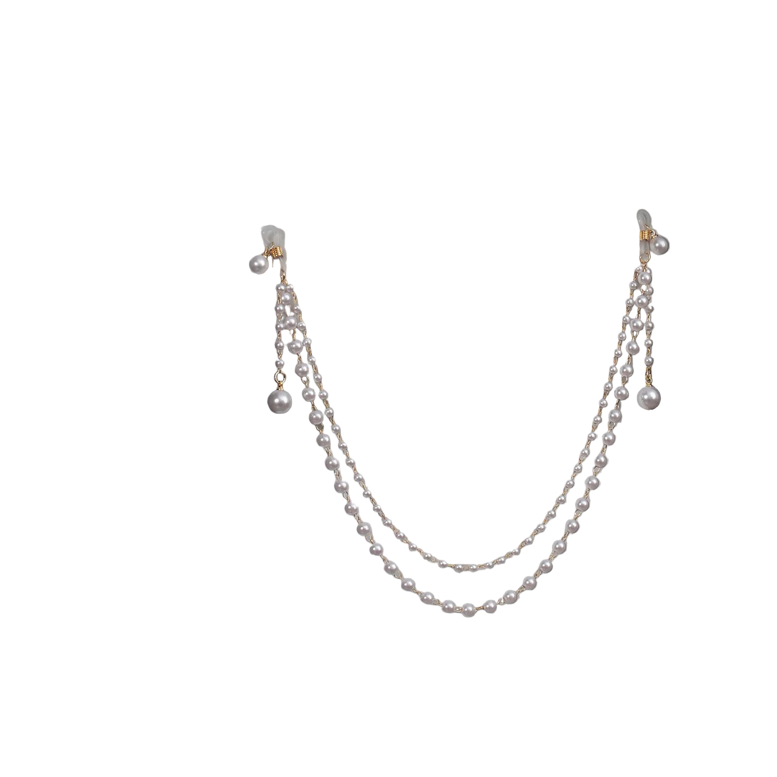 Pearl necklace on a mannequin with a black background