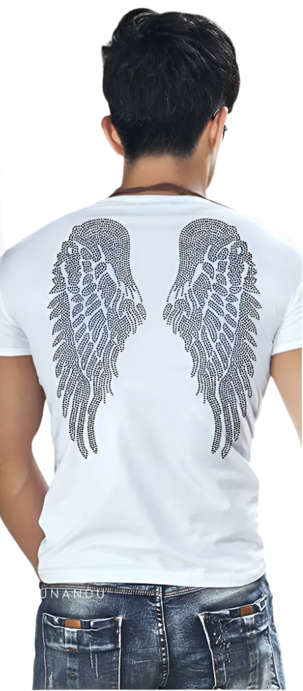 Rhinestone Wings Men's T-shirt Short Sleeve