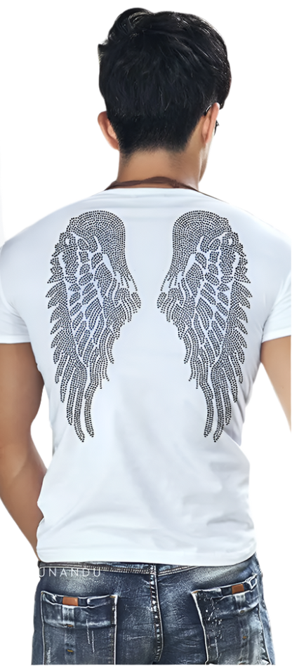 Rhinestone Wings Men's T-shirt Short Sleeve