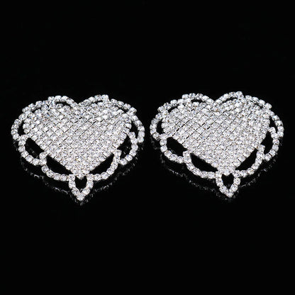XSBODY 2 PCS Rhinestone Heart Tassel Nipple Stickers Breast Petals Women Sexy Body Chain Cover Nipple Pasties Sticker Jewelry