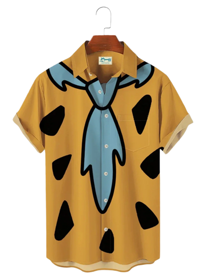 Hawaiian spotted print lapel shirt in large sizes with comfortable design for tropical resort fashion