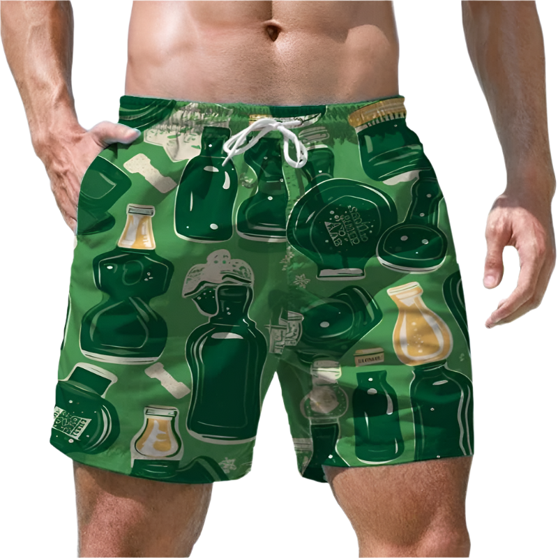 Men's Shorts Quick Dry Swim Shorts Beer Print