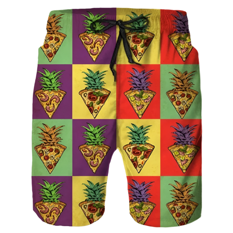 Pineapple Pizza Retro Swimsuit | Fun Men's Beachwear