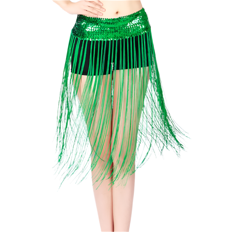  glitter sequin belly dance hip scarf with carnival design for resort performance wear