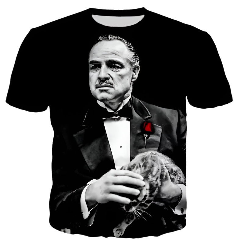 Godfather 3D printed oversized t-shirt with street style design for resort casual wear

