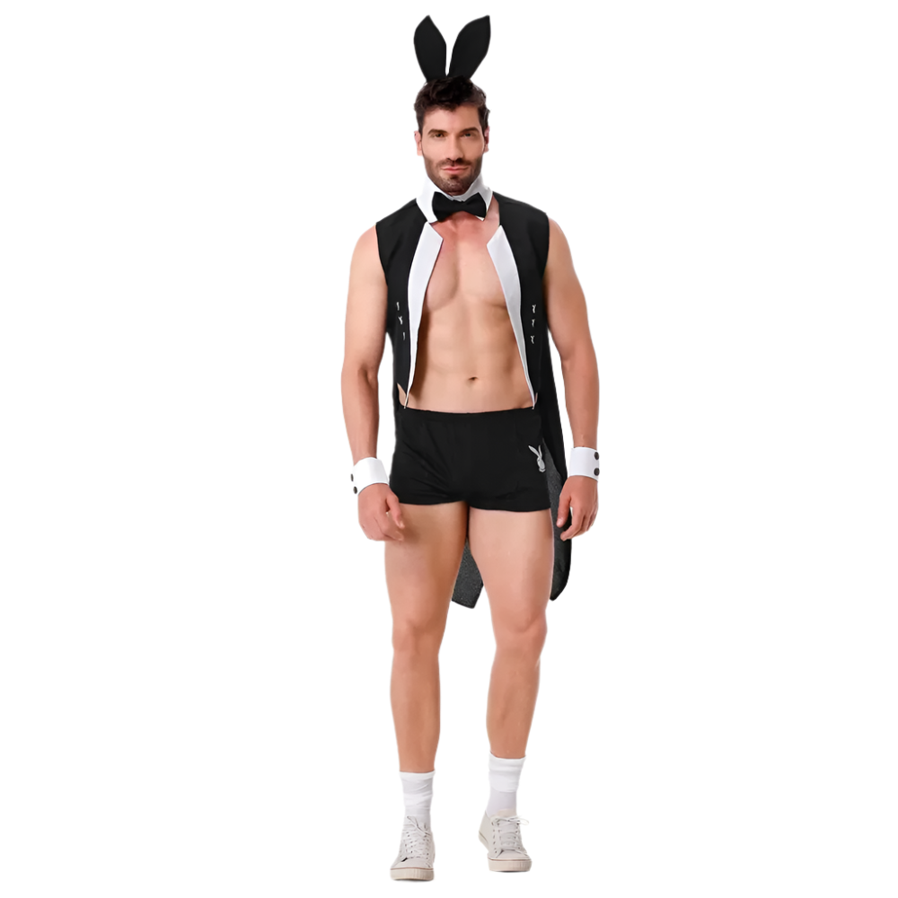 Men's Theme Night Costume Set featuring complete waiter-style design for adult resort events