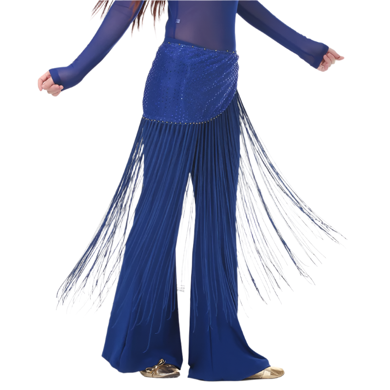 lace tassel belly dance hip scarf with Indian cultural design for resort performance wear