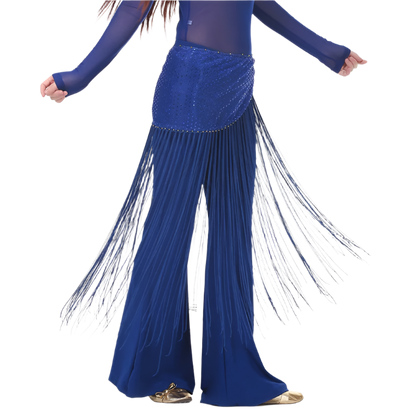lace tassel belly dance hip scarf with Indian cultural design for resort performance wear