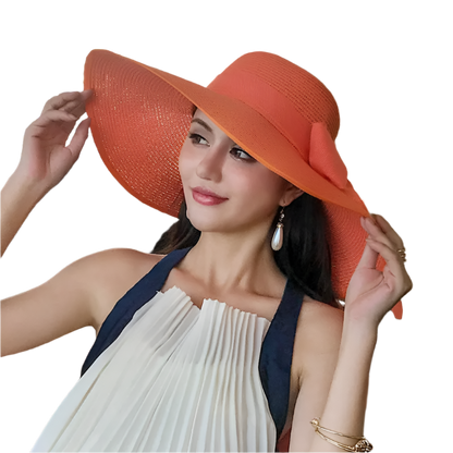 Woman wearing an orange hat indoors