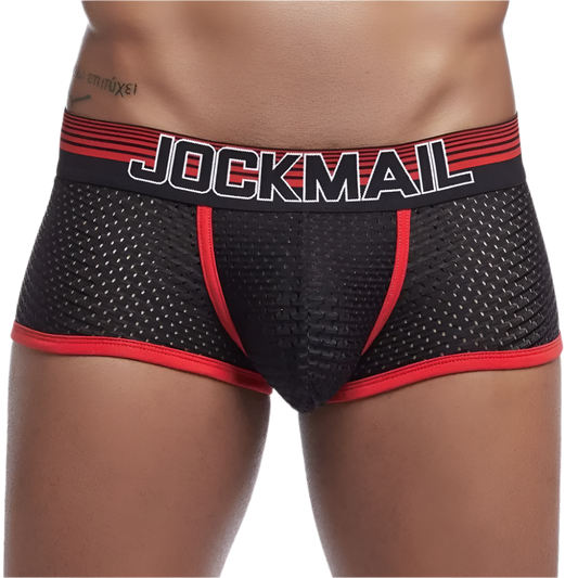 nylon mesh boxer shorts with quick-drying breathable design and low waist styling for men's resort active wear