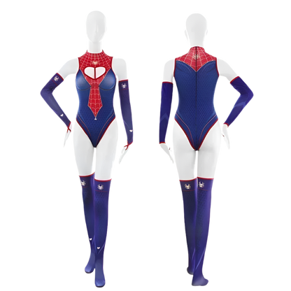 Luxury She Venom inspired bodysuit costume with matching gloves and stockings for themed resort wear