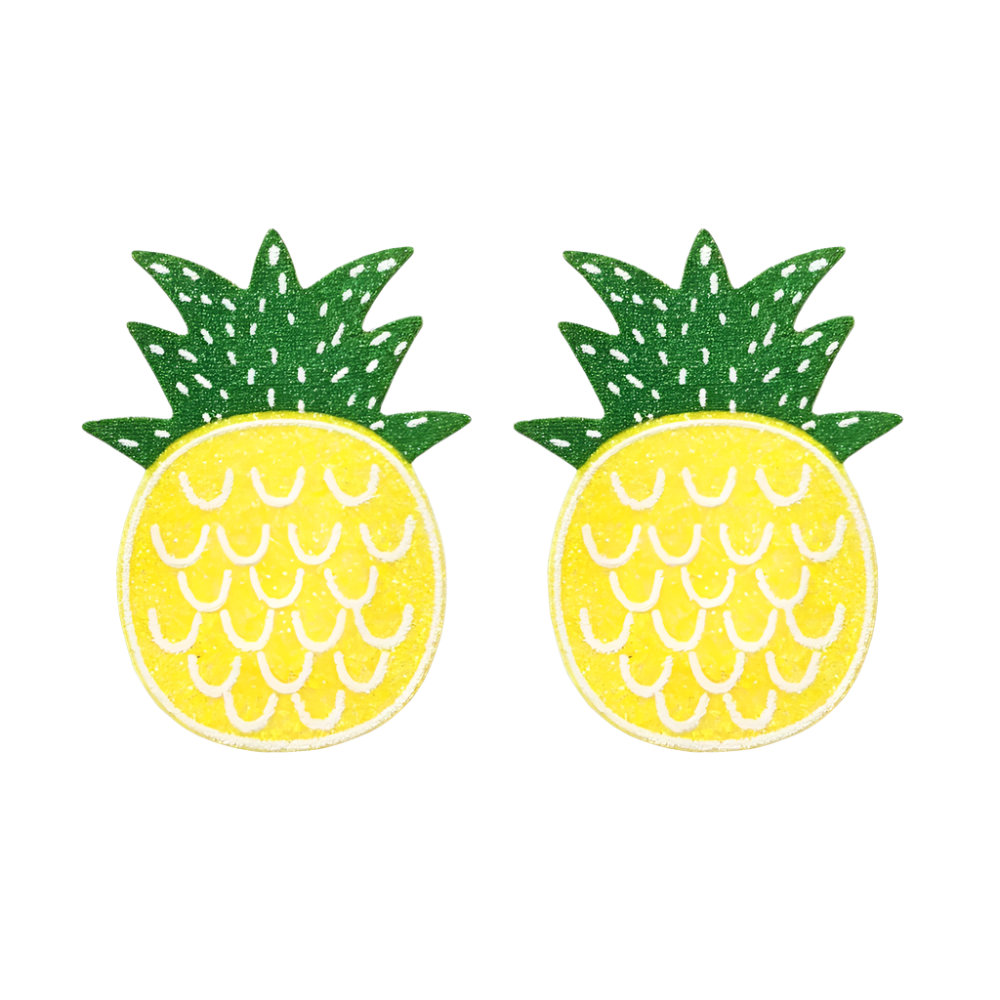 Yellow bling pineapple glitter nipple covers disposable breast pasties with invisible bra sexy stickers design for tropical summer resort entertainment