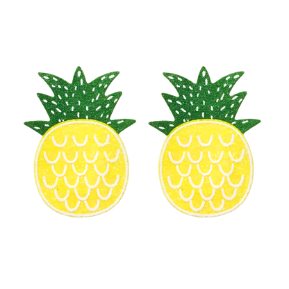Yellow bling pineapple glitter nipple covers disposable breast pasties with invisible bra sexy stickers design for tropical summer resort entertainment