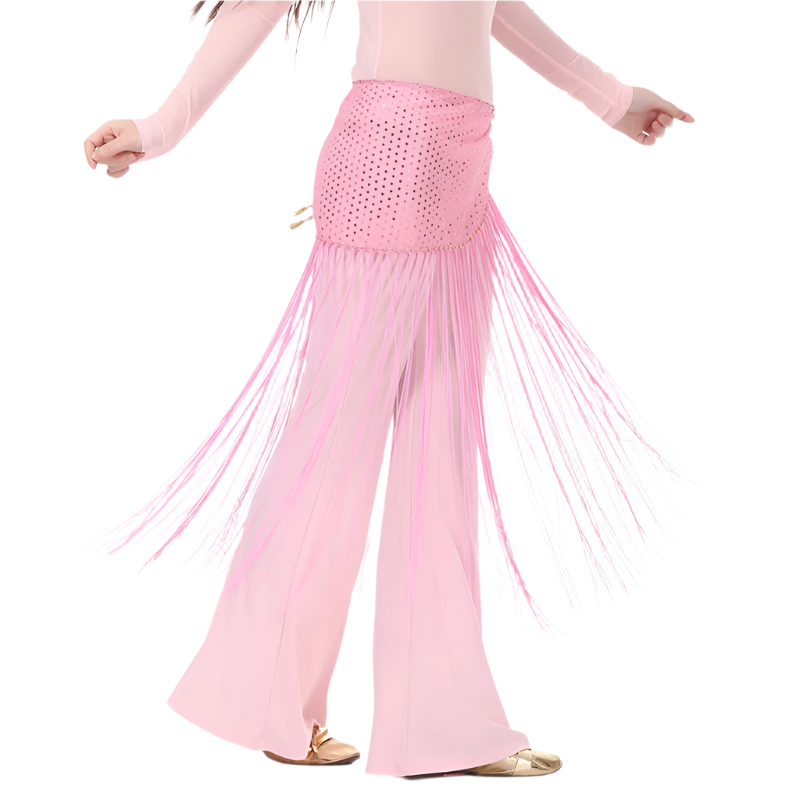 lace tassel belly dance hip scarf with Indian cultural design for resort performance wear