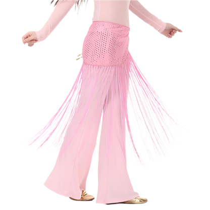 lace tassel belly dance hip scarf with Indian cultural design for resort performance wear