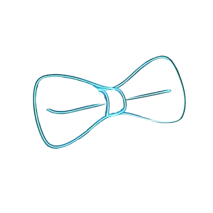Neon blue bow tie on a dark background