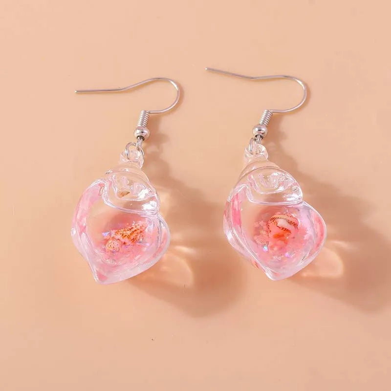 2026 New Arrival Colorful Resin Shell Conch Drop Earrings for Women Fashion Creative Glowing In The Dark Earrings Jewelry Gifts