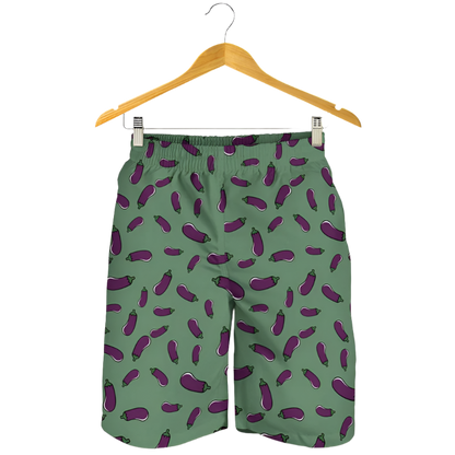 Cheeky Eggplant 3D Print Beach Shorts featuring playful design, perfect for adult resort theme nights