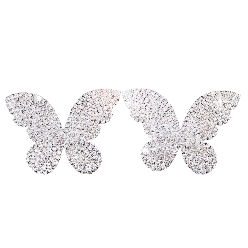 Crystal butterfly covers with rhinestone details and elegant tassels - perfect for resort theme nights