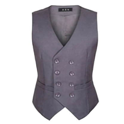 Gray waistcoat with button details on a white background