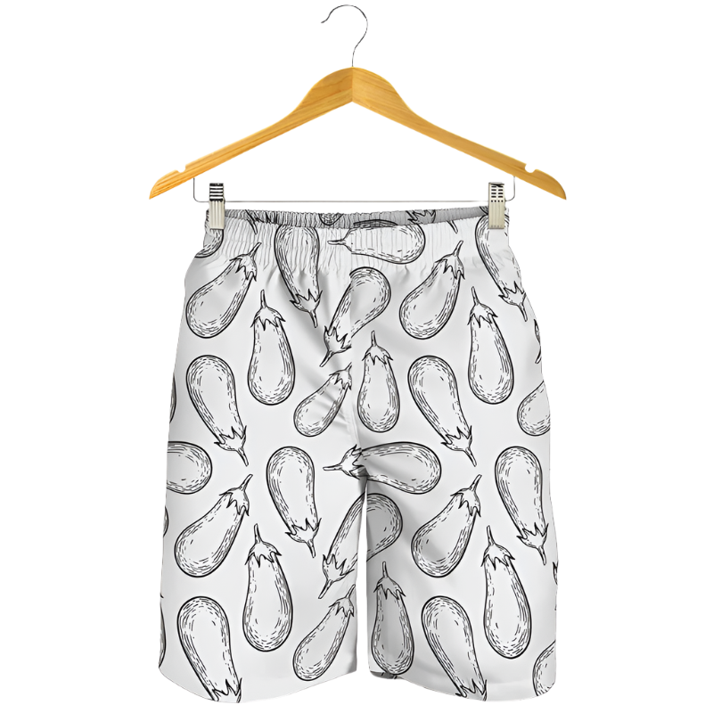 Cheeky Eggplant 3D Print Beach Shorts featuring playful design, perfect for adult resort theme nights