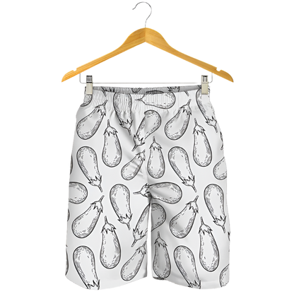 Cheeky Eggplant 3D Print Beach Shorts featuring playful design, perfect for adult resort theme nights