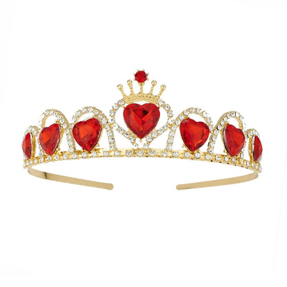 Evie Royal Red Heart Necklace Tiara Descendants Red Heart Crown Jewelry Set Queen of Hearts Eive Costume for Girl Teen Halloween