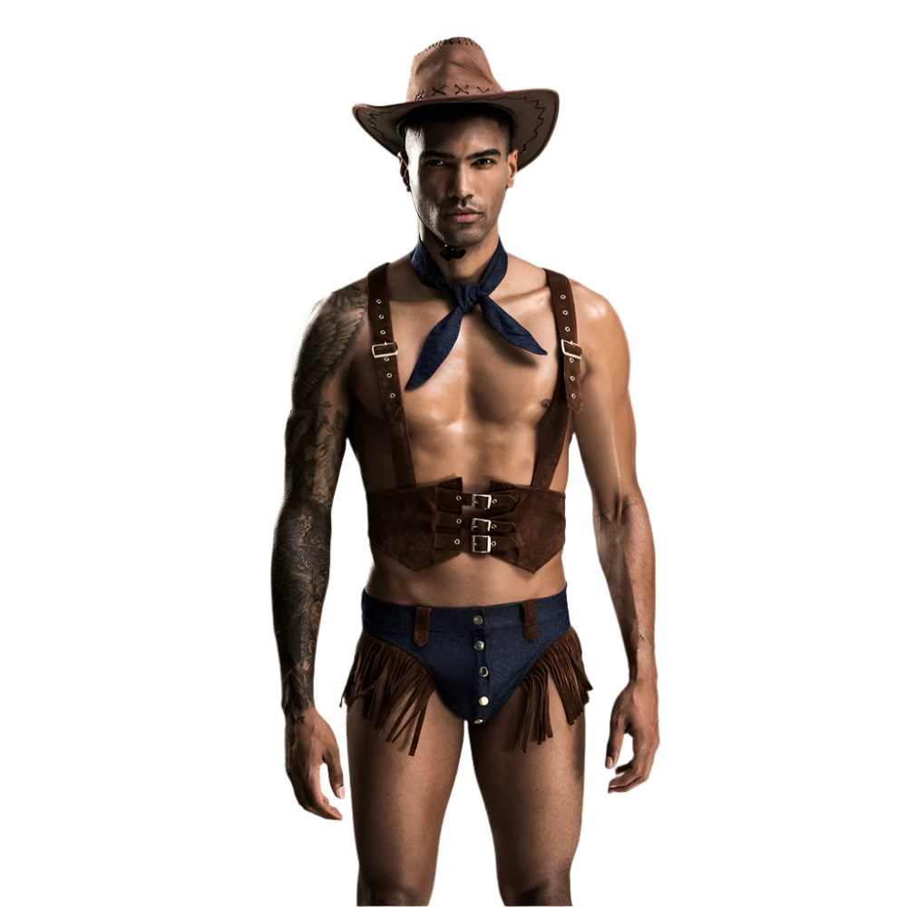men's sexy western cowboy uniform with roleplay design for theme party resort entertainment