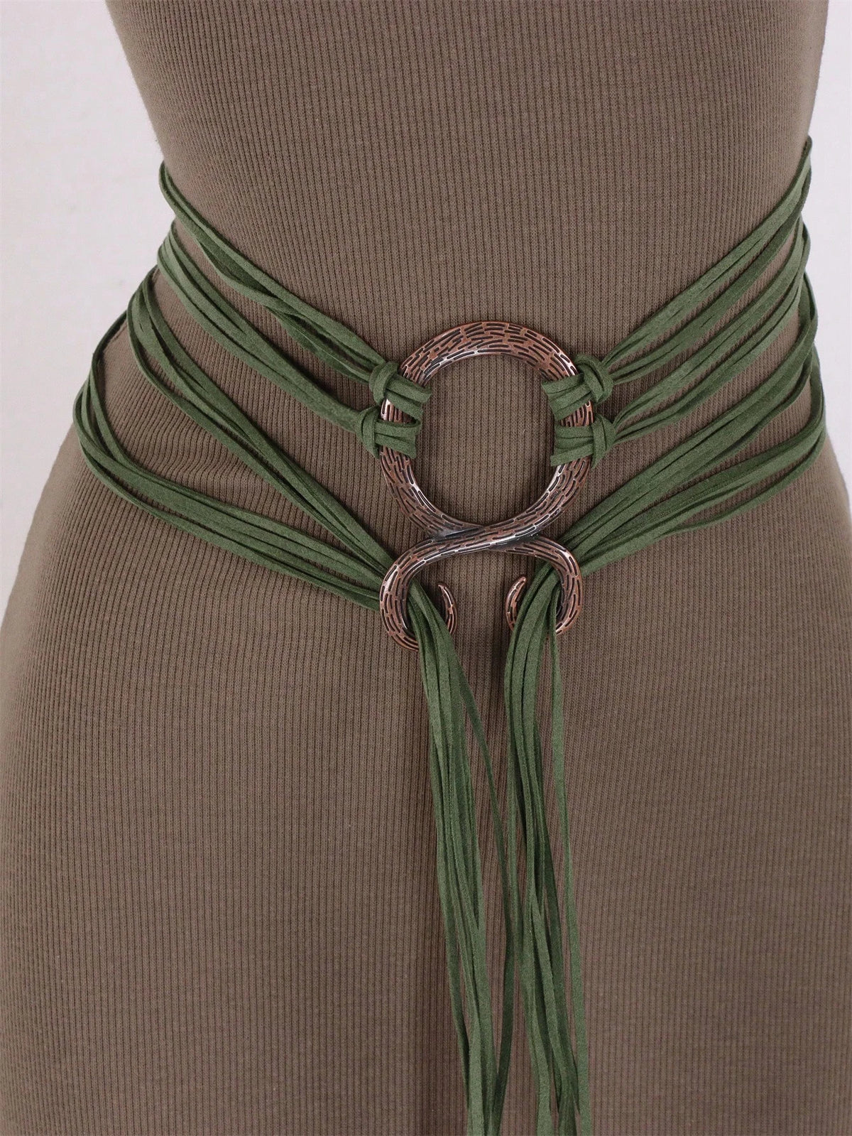 Viking Fringe Waist Belt | Faux Leather Ring Harness Belt