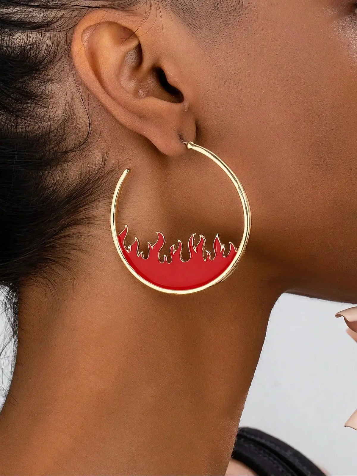 Women’s Flame Hoop Earrings | Fire Statement Earrings
