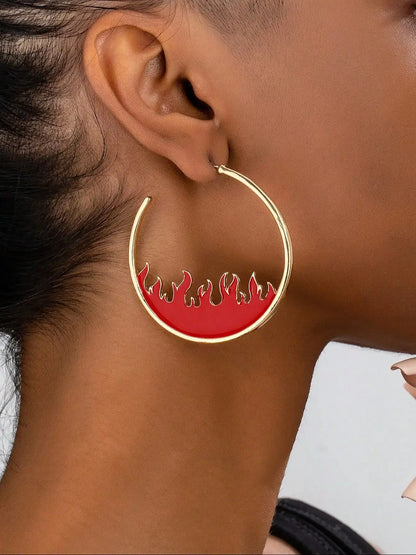 Women’s Flame Hoop Earrings | Fire Statement Earrings