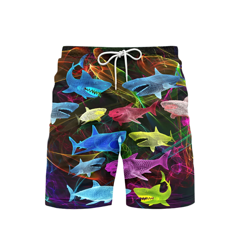 Print Beach Shorts featuring sophisticated marine life design, perfect for luxury adult resort theme nights