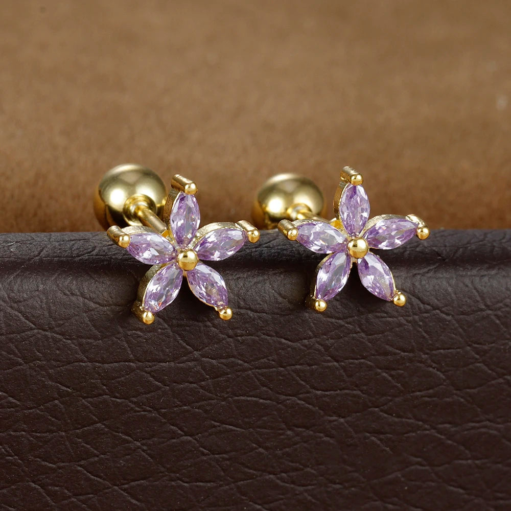 2pcs Vintage Crystal Zircon Stainless Steel Maple Leaf Earrings for Women Temperament Hoop Earrings Party Piercing Jewelry Gift
