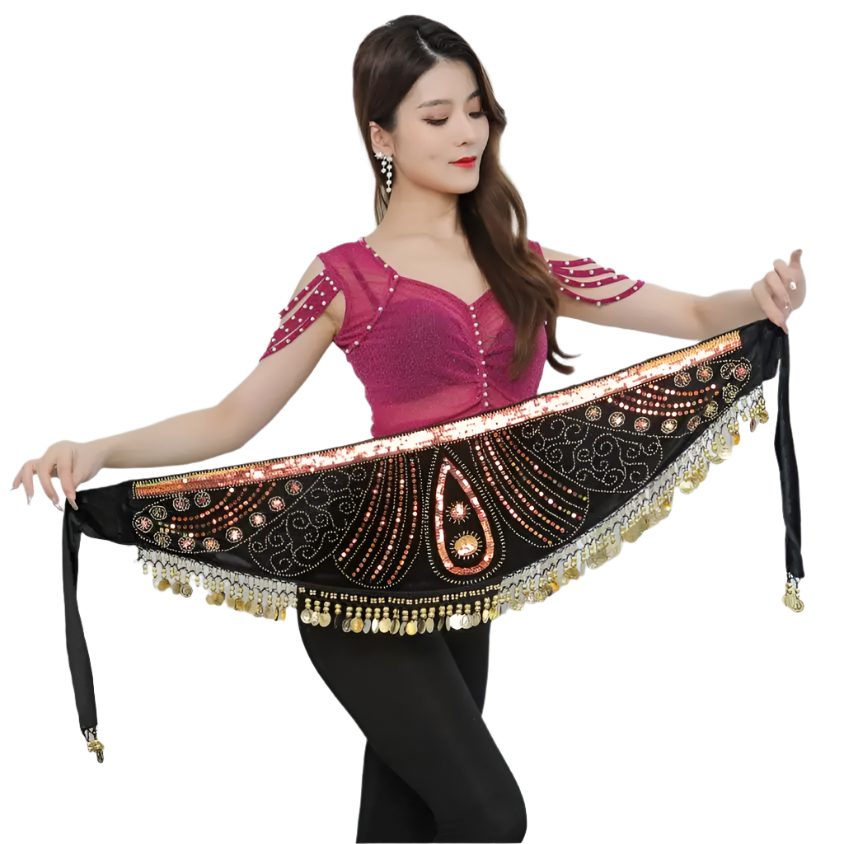 Bead Embroidery Belly Dance Hip Scarf | 6 Color Options for Women