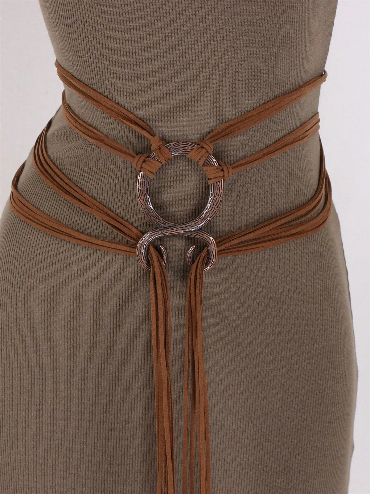 Viking Fringe Waist Belt | Faux Leather Ring Harness Belt