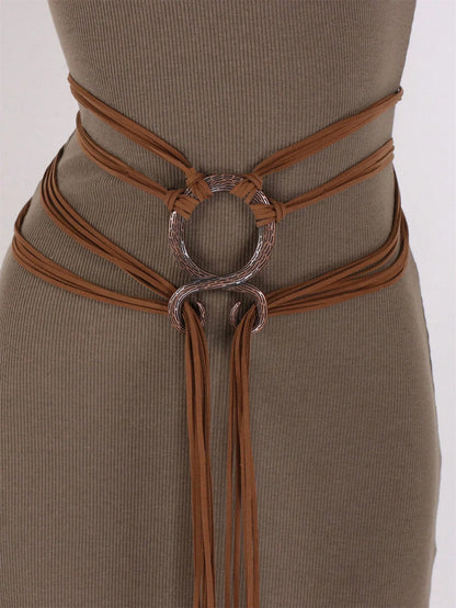 Viking Fringe Waist Belt | Faux Leather Ring Harness Belt